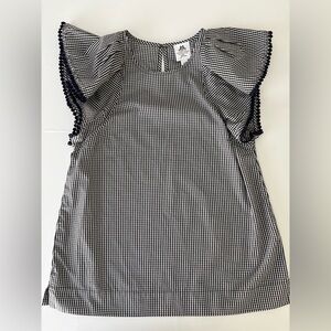 J.Crew Thomas Mason Gingham Ruffle Sleeve Top XS 100% Cotton